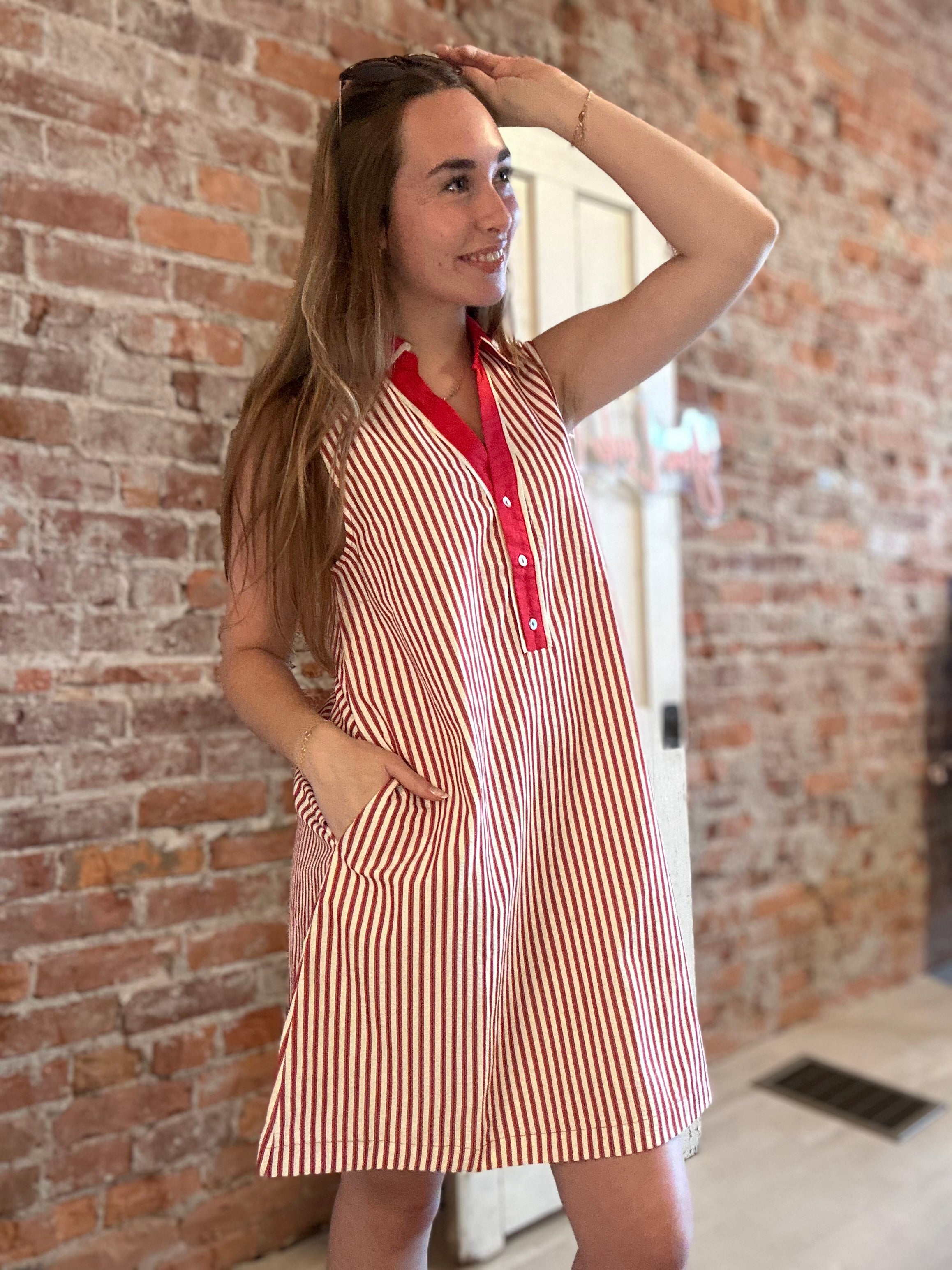 Myra Striped Dress-apparel-Staccato-The Funky Zebra Ames, Women's Fashion Boutique in Ames, Iowa