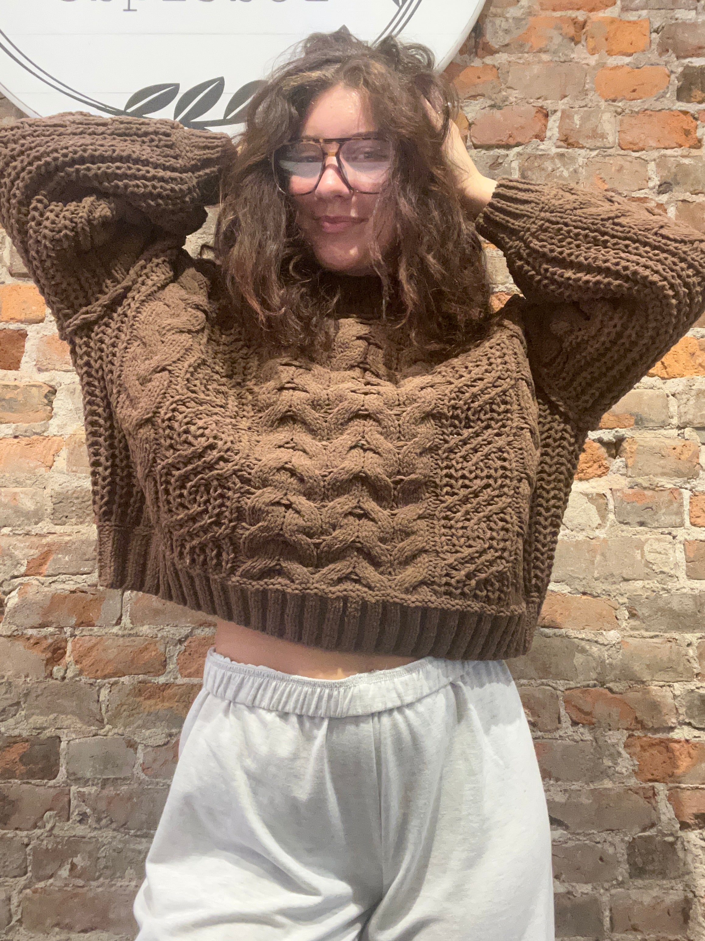 Sunni Cable Knit Sweater-Sweaters-The Funky Zebra Ames-The Funky Zebra Ames, Women's Fashion Boutique in Ames, Iowa