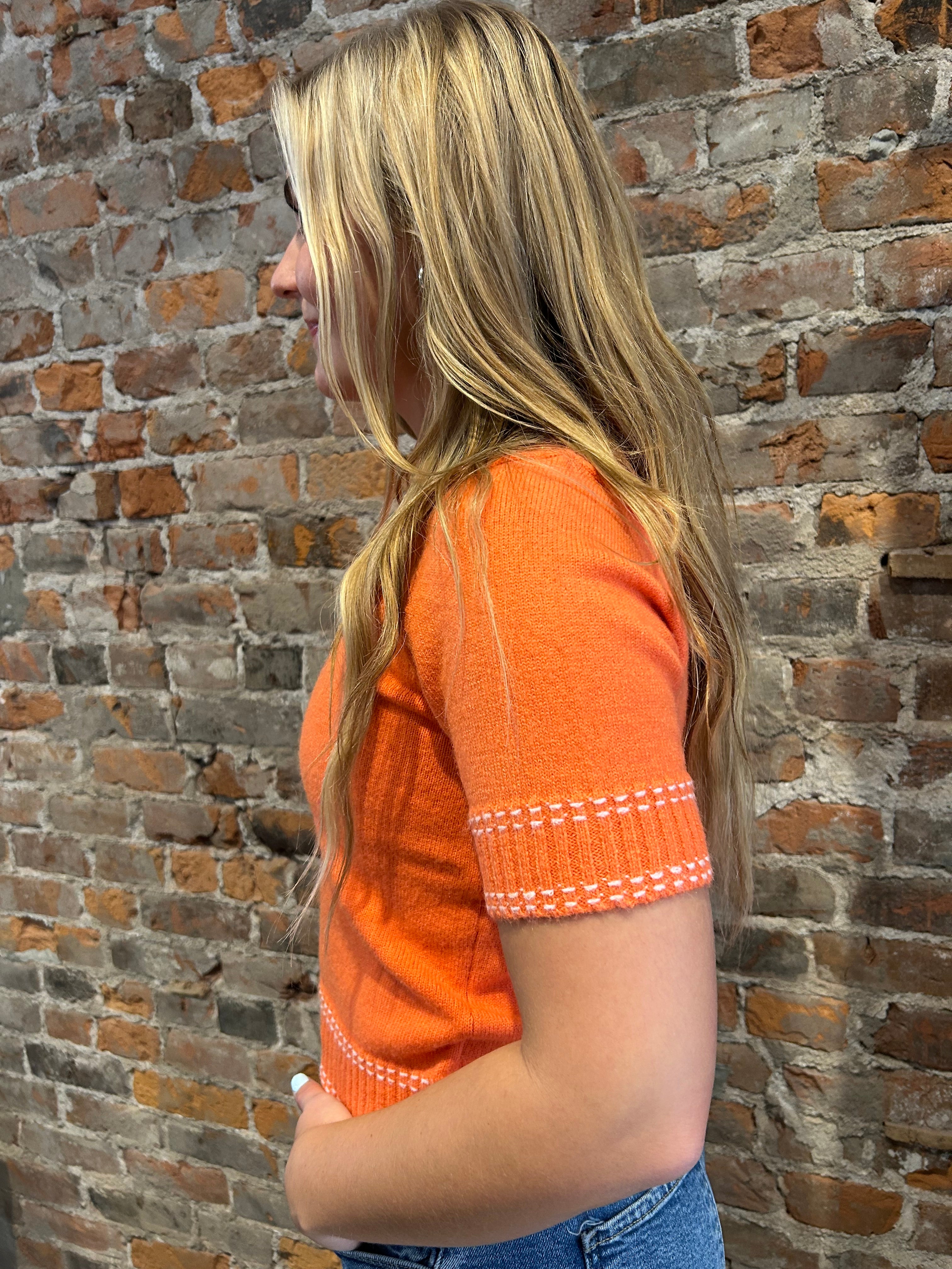 Savannah Salmon Sweater-apparel-Pinch-The Funky Zebra Ames, Women's Fashion Boutique in Ames, Iowa