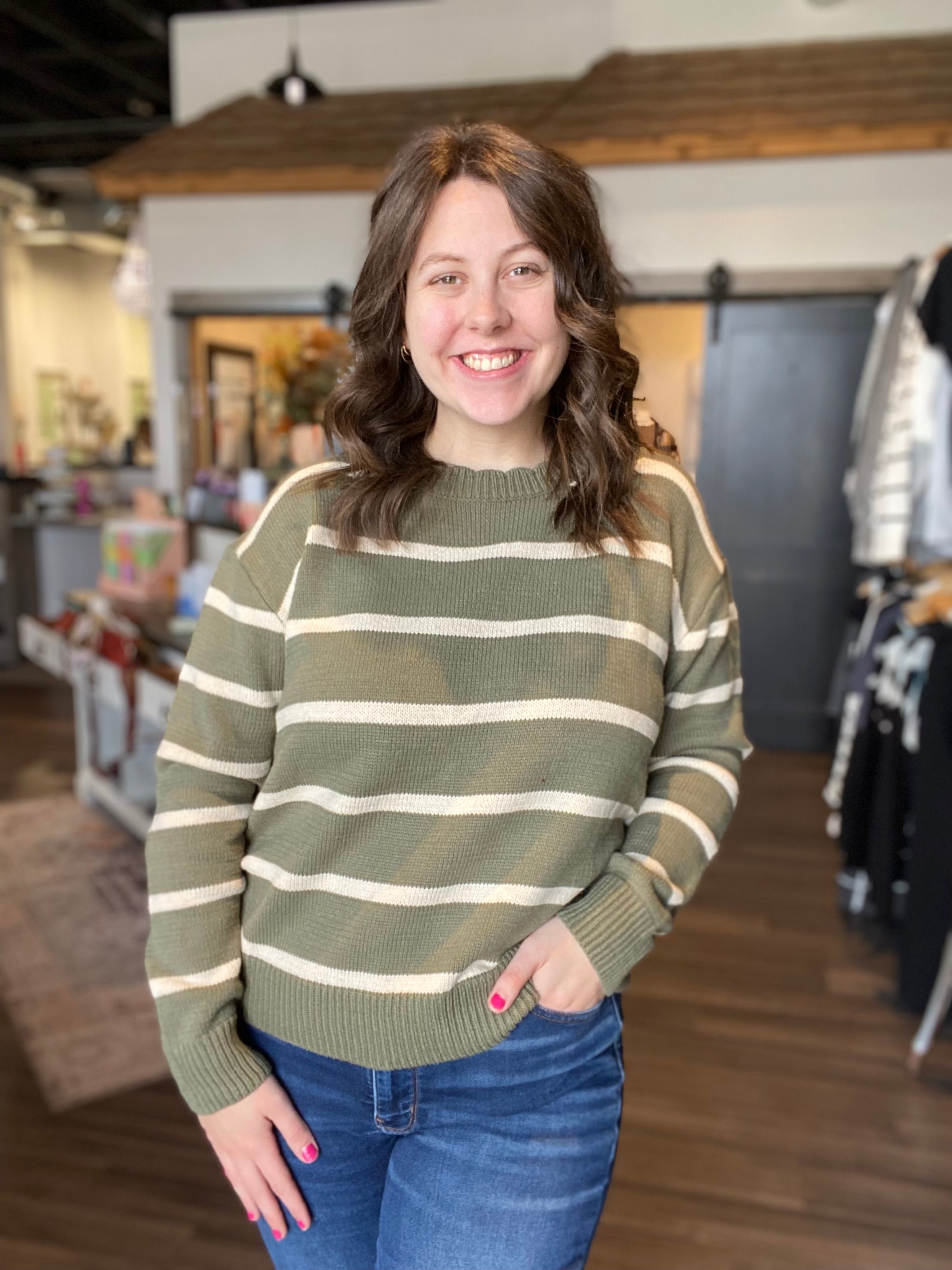 Tamara Scallop Sweater-Doe and Rae-The Funky Zebra Ames, Women's Fashion Boutique in Ames, Iowa