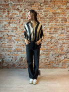 Lydia Oversized Stripe Satin Blouse-Blouse-Doe and Rae-The Funky Zebra Ames, Women's Fashion Boutique in Ames, Iowa