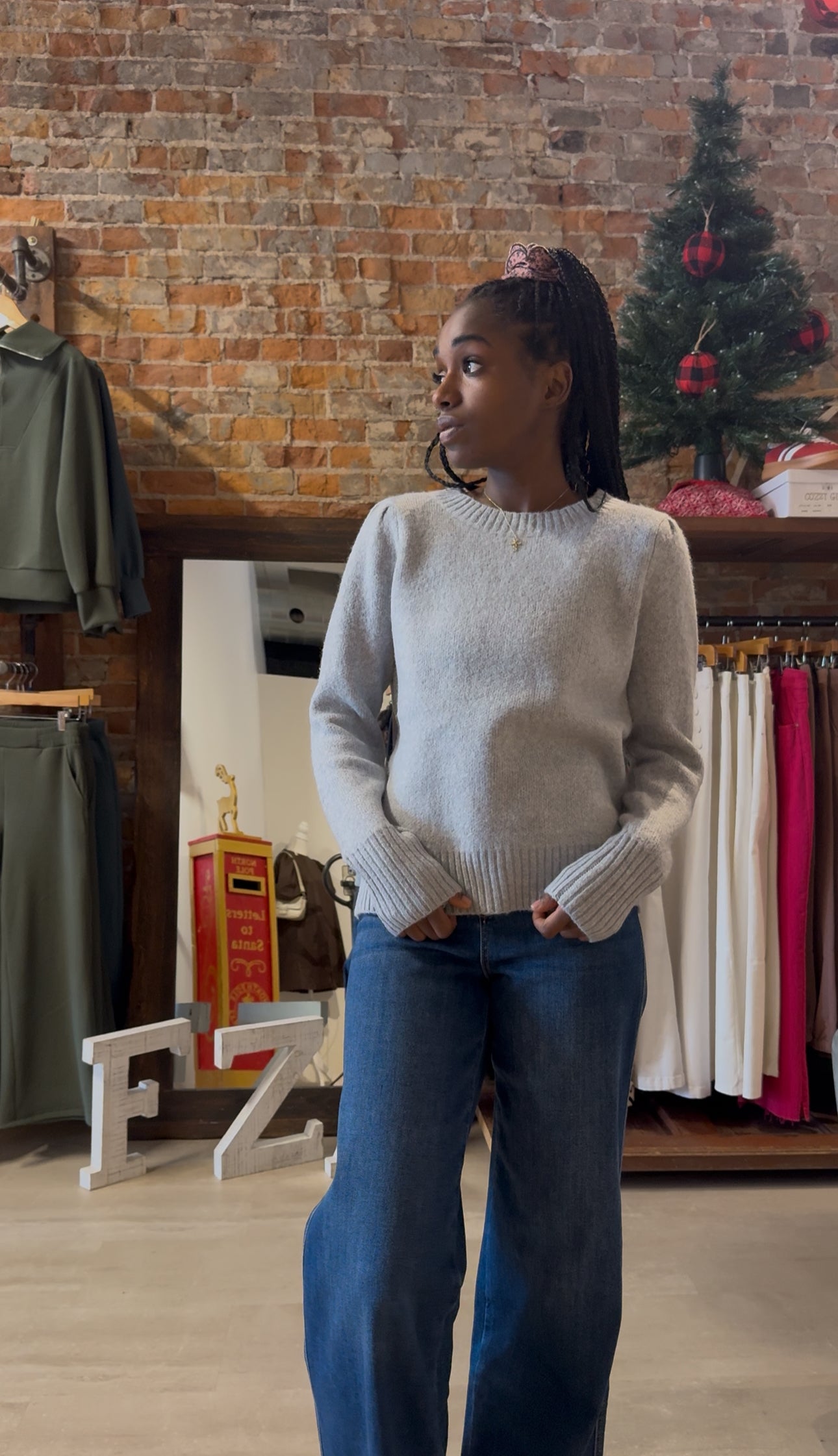 Kathryn Puff Sleeve Sweater-apparel-Staccato-The Funky Zebra Ames, Women's Fashion Boutique in Ames, Iowa