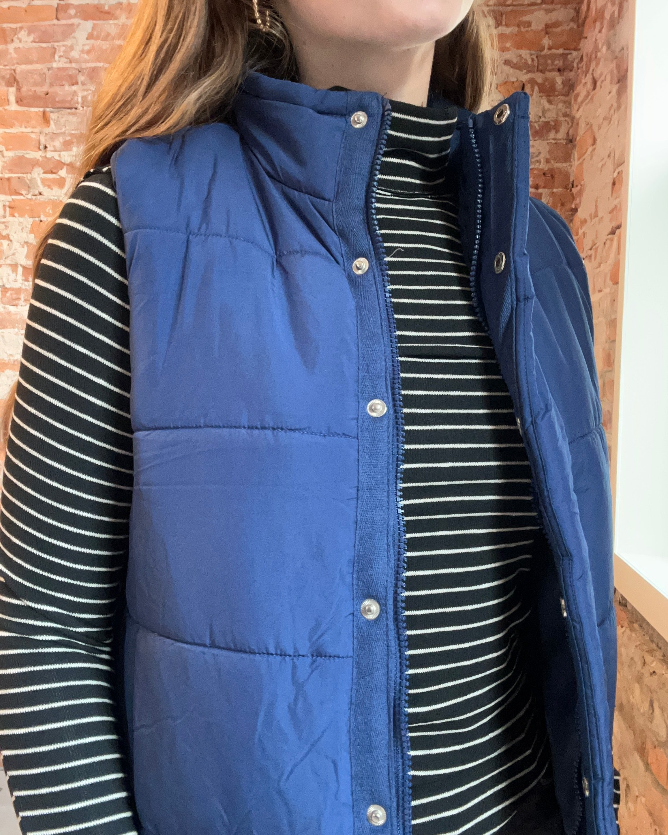 Navy Sleeveless Quilted Vest-Zenana-The Funky Zebra Ames, Women's Fashion Boutique in Ames, Iowa