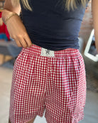 Cicily Gingham Boxer Shorts-Shorts-La Miel-The Funky Zebra Ames, Women's Fashion Boutique in Ames, Iowa