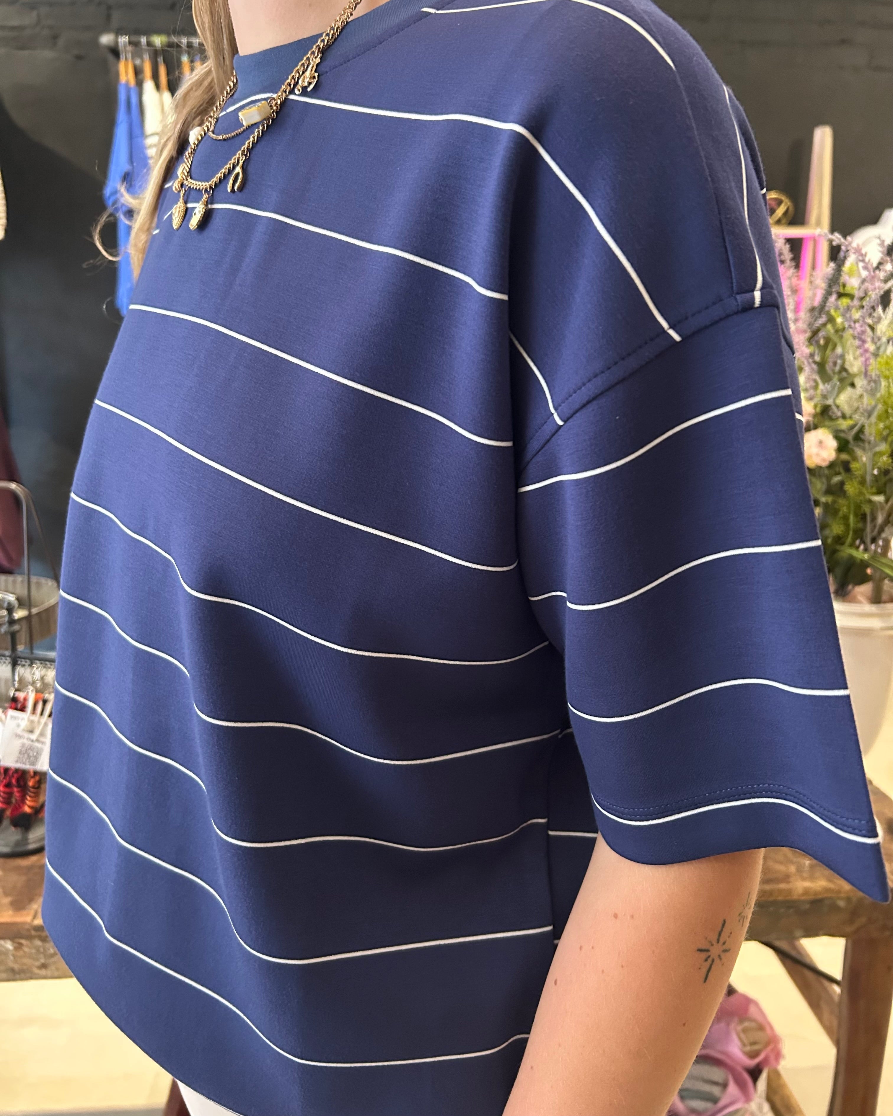 Haley Striped Short Sleeve-Short Sleeves-Rae Mode-The Funky Zebra Ames, Women's Fashion Boutique in Ames, Iowa