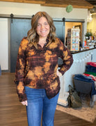 MN Brick Distressed Flannel-Long Sleeves-Whiskey Wrangler-The Funky Zebra Ames, Women's Fashion Boutique in Ames, Iowa