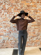 Brown Mock Neck Pullover-Sweaters-Blu Pepper-The Funky Zebra Ames, Women's Fashion Boutique in Ames, Iowa