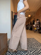 Marnie Mocha Striped Wide Leg Pants-pants-Miou Muse-The Funky Zebra Ames, Women's Fashion Boutique in Ames, Iowa