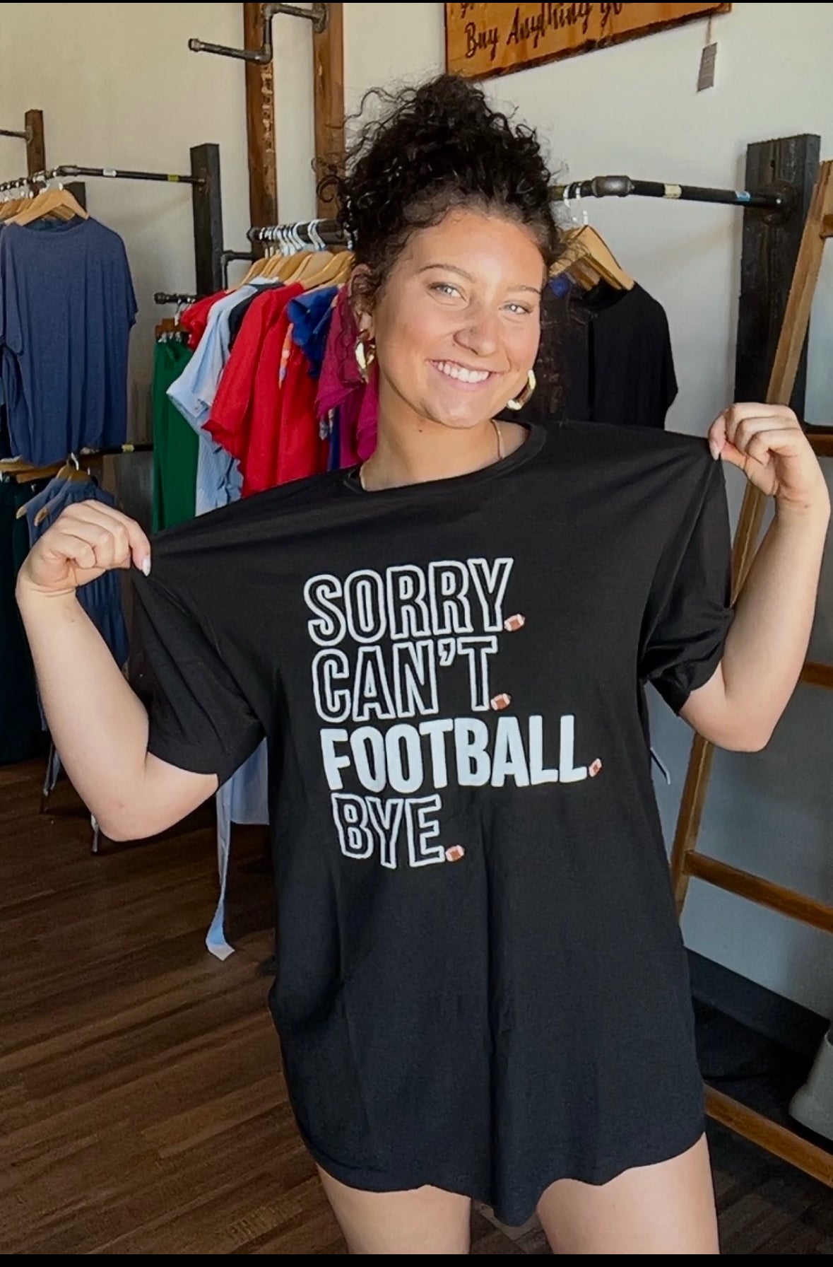 Sorry. Can't. Football. Bye.-Graphic Tee's-Spirit to a T-The Funky Zebra Ames, Women's Fashion Boutique in Ames, Iowa