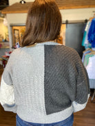 Michelle Patchwork Cardi-Blu Pepper-The Funky Zebra Ames, Women's Fashion Boutique in Ames, Iowa