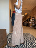 Marnie Mocha Striped Wide Leg Pants-pants-Miou Muse-The Funky Zebra Ames, Women's Fashion Boutique in Ames, Iowa