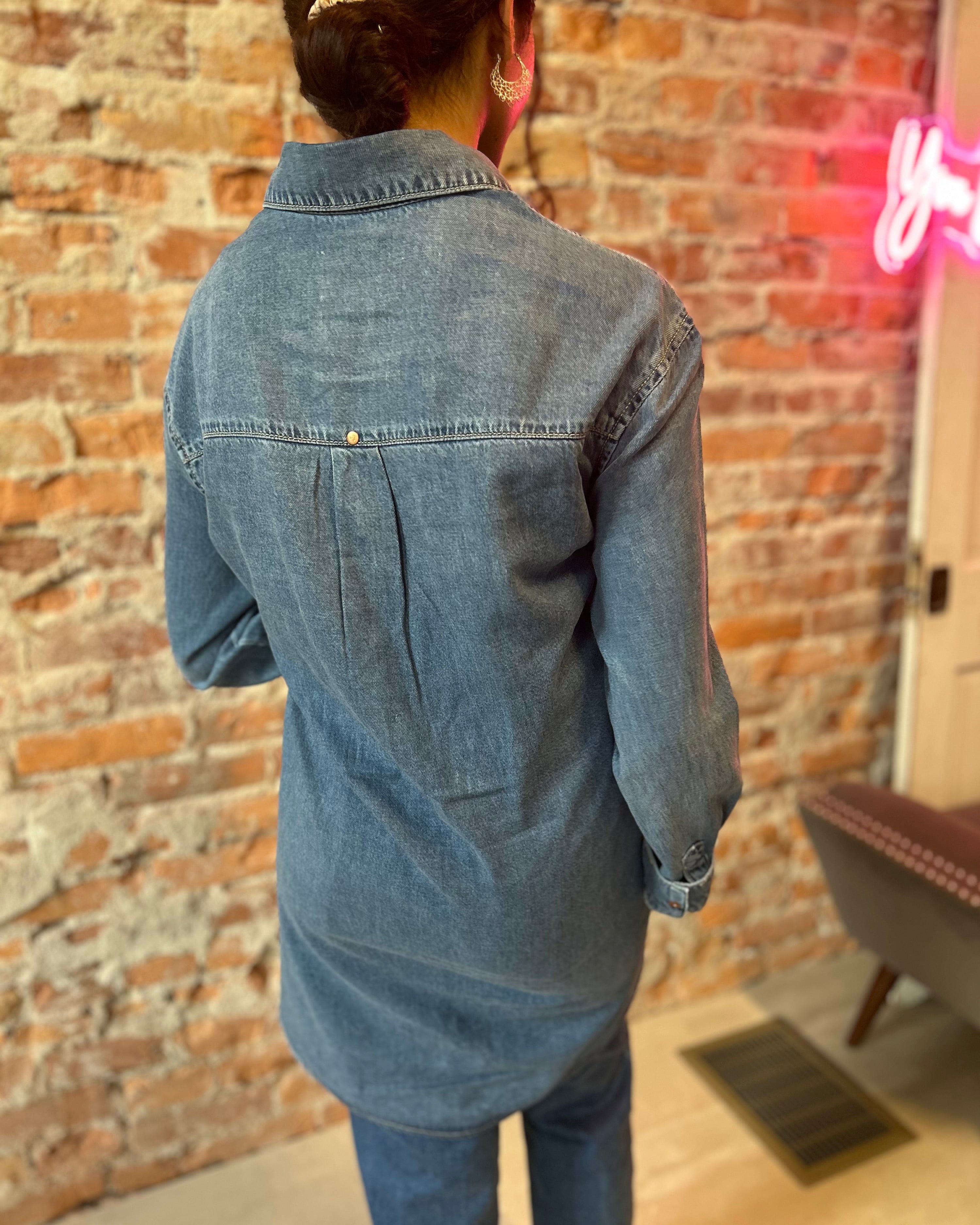 Hidden Denim Dress-Dresses-Hidden-The Funky Zebra Ames, Women's Fashion Boutique in Ames, Iowa