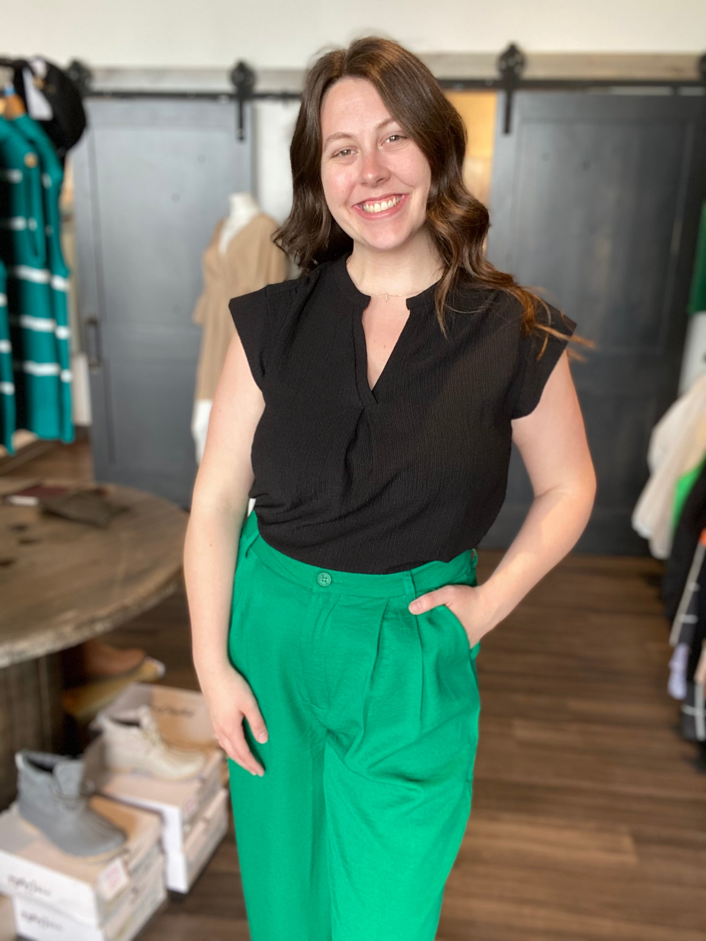 Sera Green Pants-Molly Bracken-The Funky Zebra Ames, Women's Fashion Boutique in Ames, Iowa