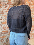 Bristol Navy Long Sleeve Knit Sweater-Sweaters-Molly Bracken-The Funky Zebra Ames, Women's Fashion Boutique in Ames, Iowa