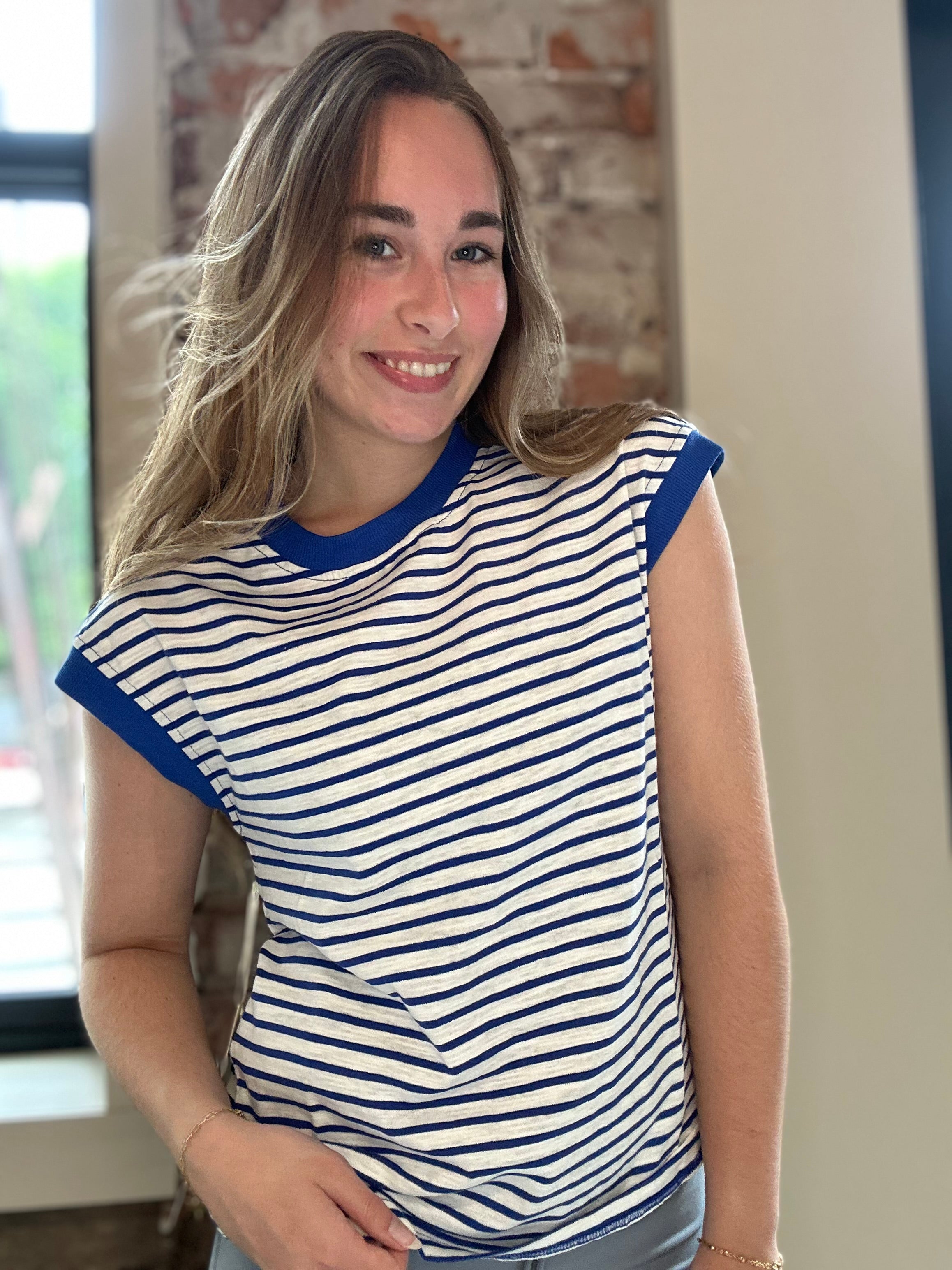 Addyson Striped Cap Sleeve Top-top-La Miel-The Funky Zebra Ames, Women's Fashion Boutique in Ames, Iowa
