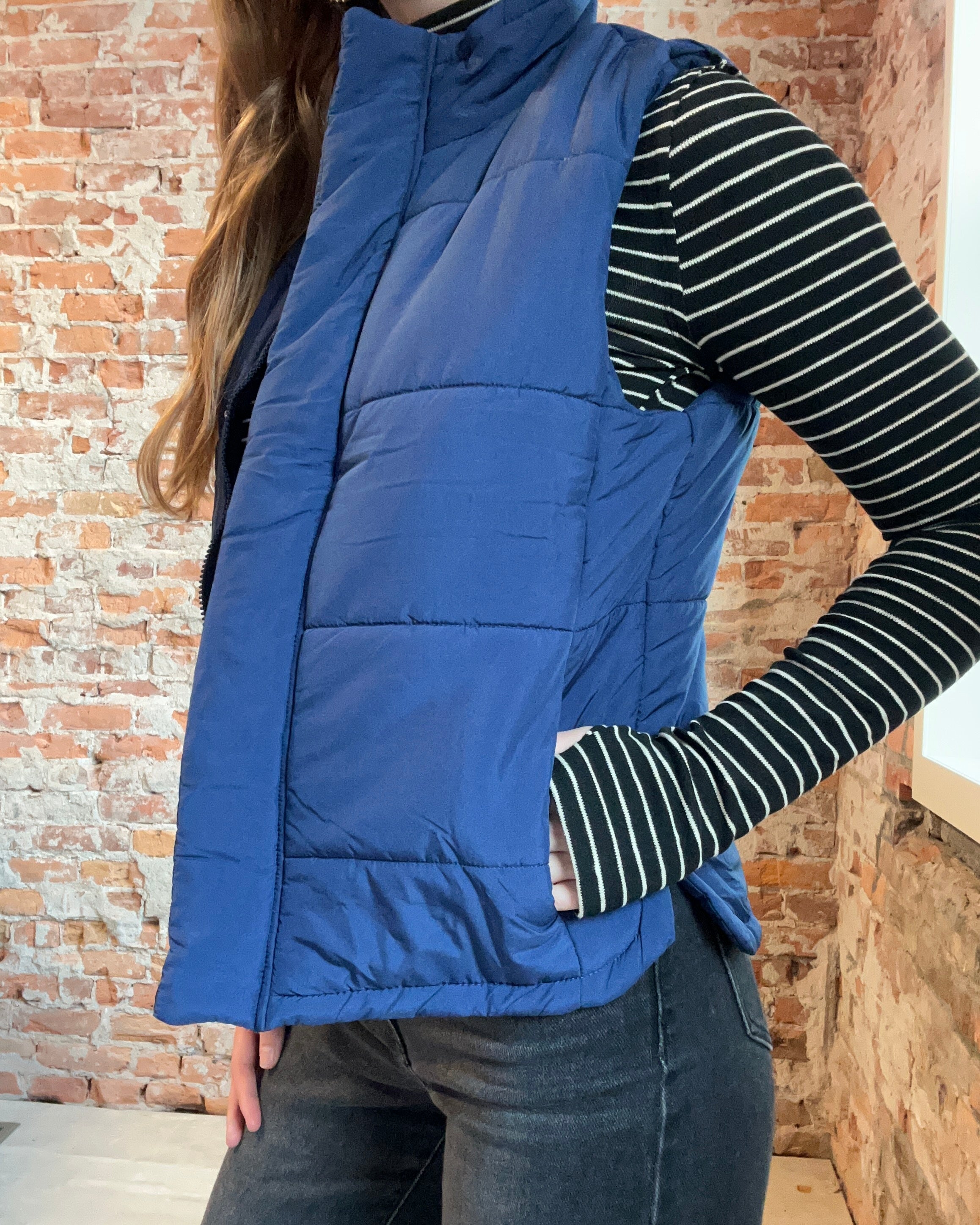 Navy Sleeveless Quilted Vest-Zenana-The Funky Zebra Ames, Women's Fashion Boutique in Ames, Iowa
