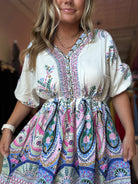 Hanna Paisley Border Print Dress-Dresses-Hayden-The Funky Zebra Ames, Women's Fashion Boutique in Ames, Iowa
