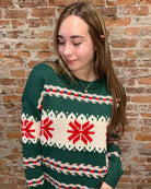 Mishel Green Holiday Sweater-Sweaters-Staccato-The Funky Zebra Ames, Women's Fashion Boutique in Ames, Iowa