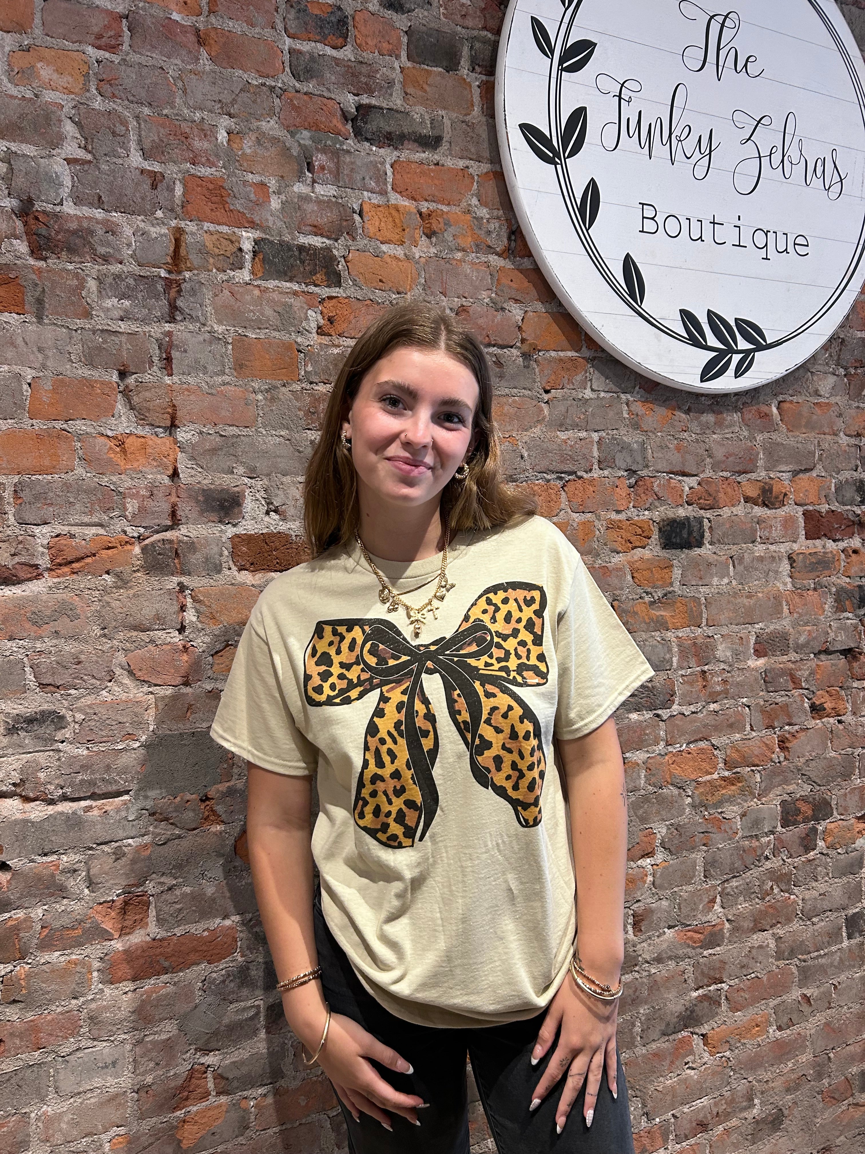Leopard Bow Oversized Tee-Graphic Tee's-Good Day Street-The Funky Zebra Ames, Women's Fashion Boutique in Ames, Iowa