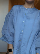 Mary Striped Bubble Sleeve Top-Short Sleeves-fate-The Funky Zebra Ames, Women's Fashion Boutique in Ames, Iowa