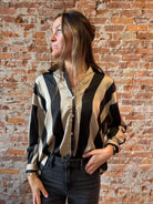 Lydia Oversized Stripe Satin Blouse-Blouse-Doe and Rae-The Funky Zebra Ames, Women's Fashion Boutique in Ames, Iowa