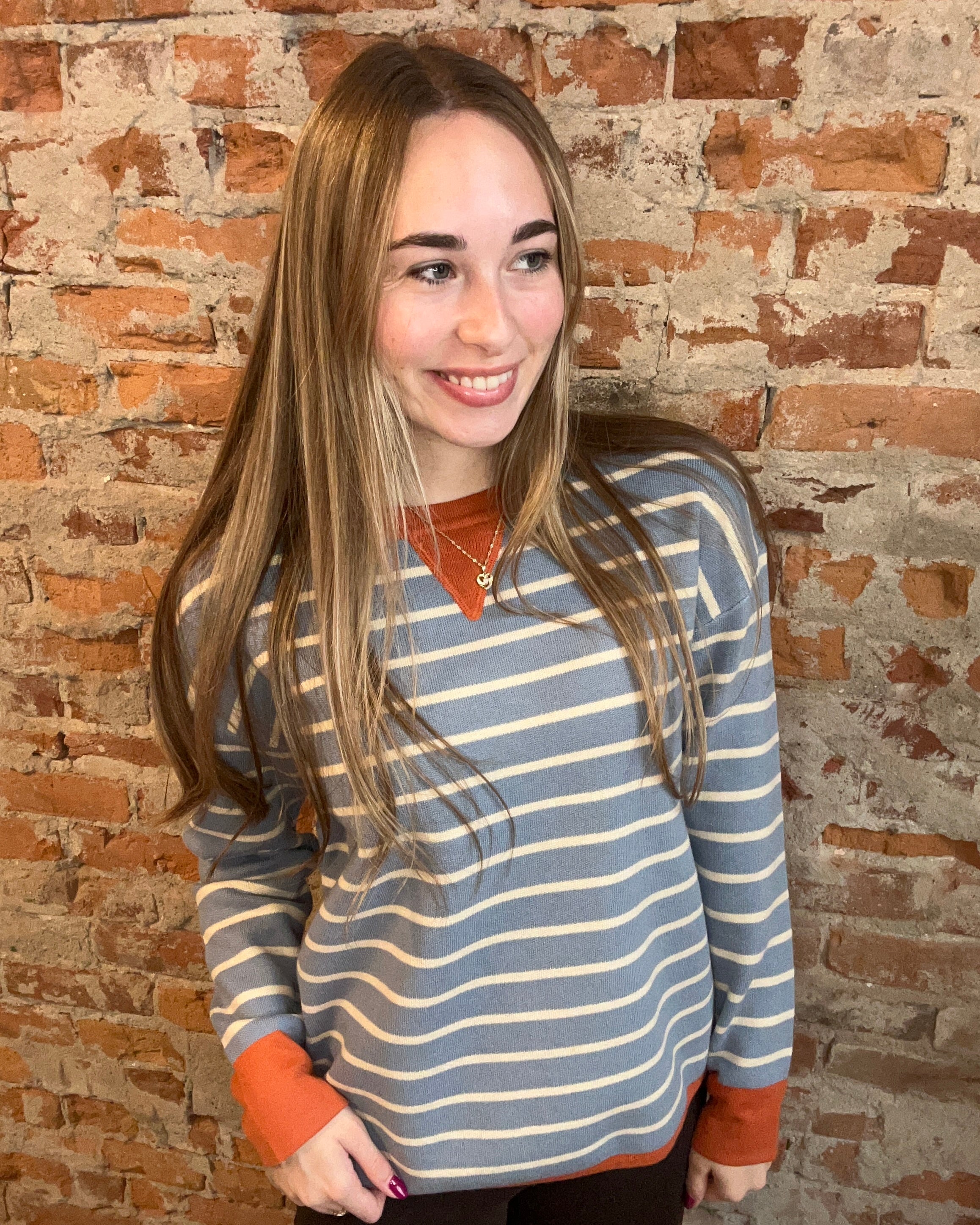 Glenda Striped Pullover-apparel-Staccato-The Funky Zebra Ames, Women's Fashion Boutique in Ames, Iowa