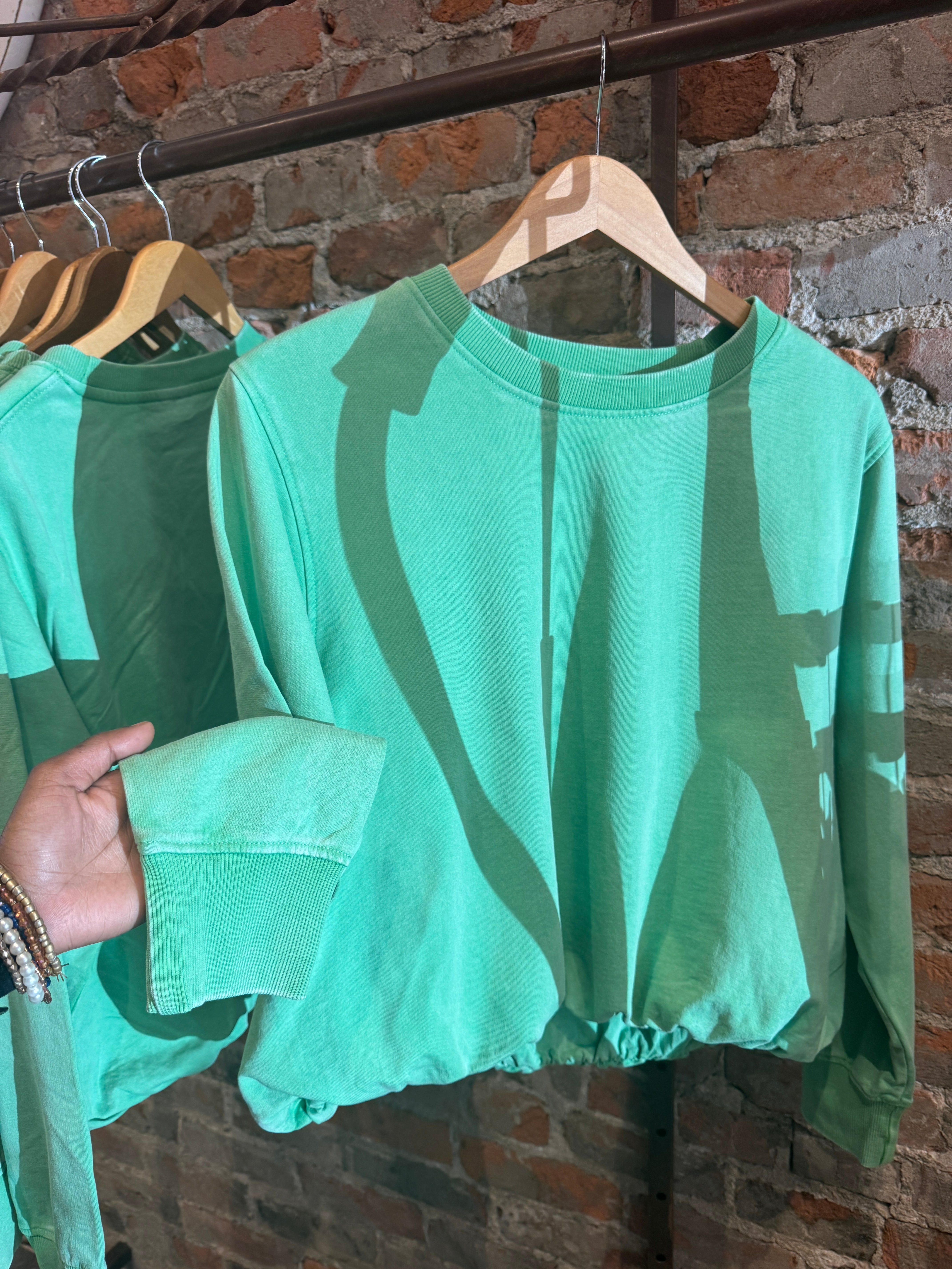 Sandra Bubble Hem Pullover-apparel-Mono B-The Funky Zebra Ames, Women's Fashion Boutique in Ames, Iowa