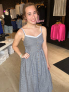 Laila Button Down Midi Dress-Dresses-Blu Pepper-The Funky Zebra Ames, Women's Fashion Boutique in Ames, Iowa