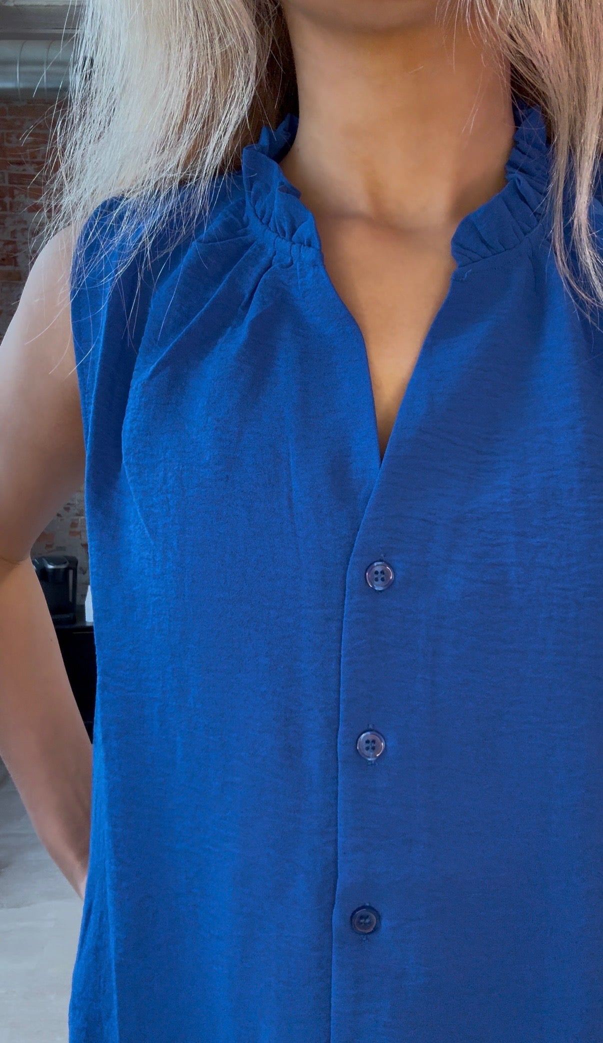 Dani Cobalt Sleeveless Top-Tank Tops-Molly Bracken-The Funky Zebra Ames, Women's Fashion Boutique in Ames, Iowa