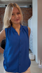Dani Cobalt Sleeveless Top-Tank Tops-Molly Bracken-The Funky Zebra Ames, Women's Fashion Boutique in Ames, Iowa