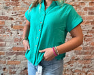 Simone Short Sleeve Gauze Button Down-Cozy Co-The Funky Zebra Ames, Women's Fashion Boutique in Ames, Iowa