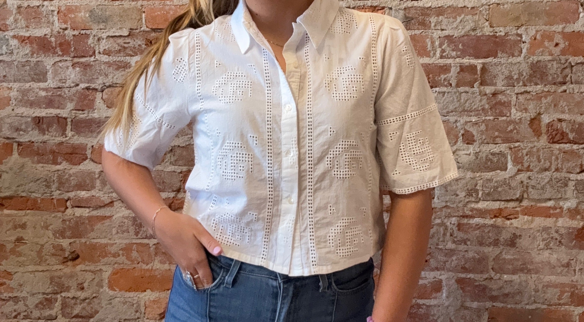 Chantal Off White Top-Short Sleeves-Molly Bracken-The Funky Zebra Ames, Women's Fashion Boutique in Ames, Iowa