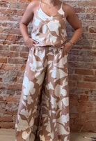 Chloe Beige Printed Pants-Pants-Molly Bracken-The Funky Zebra Ames, Women's Fashion Boutique in Ames, Iowa