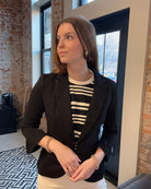 Talia Ruffle Sleeve Blazer-apparel-Doe and Rae-The Funky Zebra Ames, Women's Fashion Boutique in Ames, Iowa