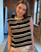 Sarah Black & White Striped Top-Short Sleeves-Miou Muse-The Funky Zebra Ames, Women's Fashion Boutique in Ames, Iowa