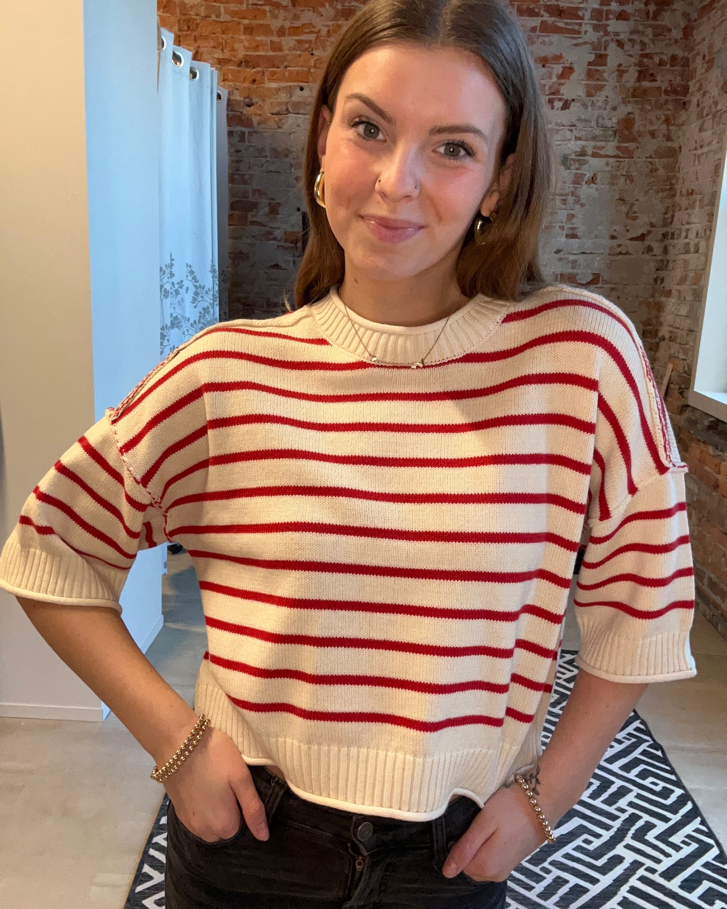 Diane Striped Sweater-Sweaters-J.O.A-The Funky Zebra Ames, Women's Fashion Boutique in Ames, Iowa