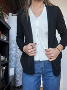 Ada Black Two-for V-neck Sweater Cardigan-Outerwear-Staccato-The Funky Zebra Ames, Women's Fashion Boutique in Ames, Iowa