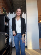 Ada Black Two-for V-neck Sweater Cardigan-Outerwear-Staccato-The Funky Zebra Ames, Women's Fashion Boutique in Ames, Iowa