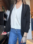 Ada Black Two-for V-neck Sweater Cardigan-Outerwear-Staccato-The Funky Zebra Ames, Women's Fashion Boutique in Ames, Iowa