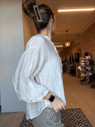 Shiloh White Puff Sleeve Top-Short Sleeves-fate-The Funky Zebra Ames, Women's Fashion Boutique in Ames, Iowa