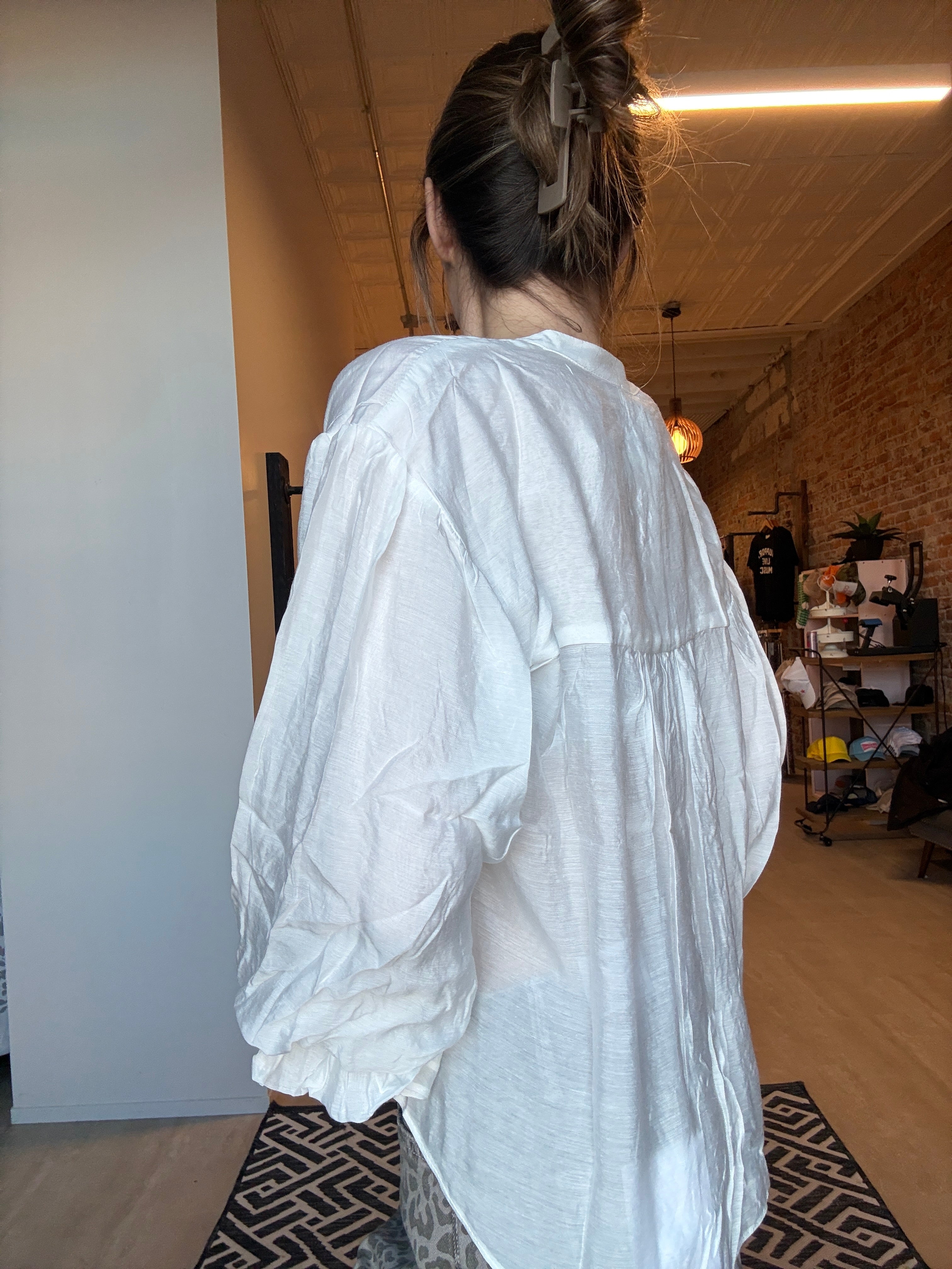 Shiloh White Puff Sleeve Top-Short Sleeves-fate-The Funky Zebra Ames, Women's Fashion Boutique in Ames, Iowa