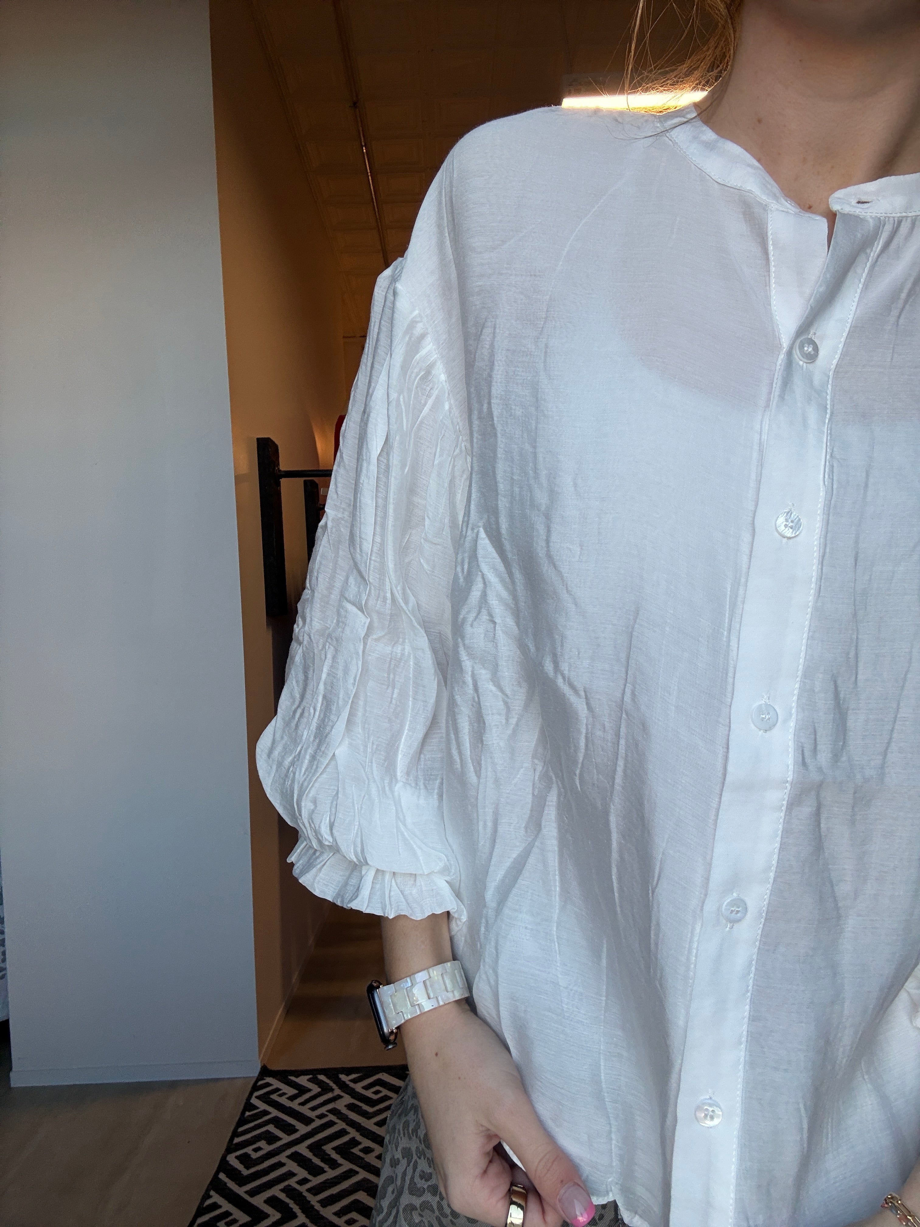 Shiloh White Puff Sleeve Top-Short Sleeves-fate-The Funky Zebra Ames, Women's Fashion Boutique in Ames, Iowa