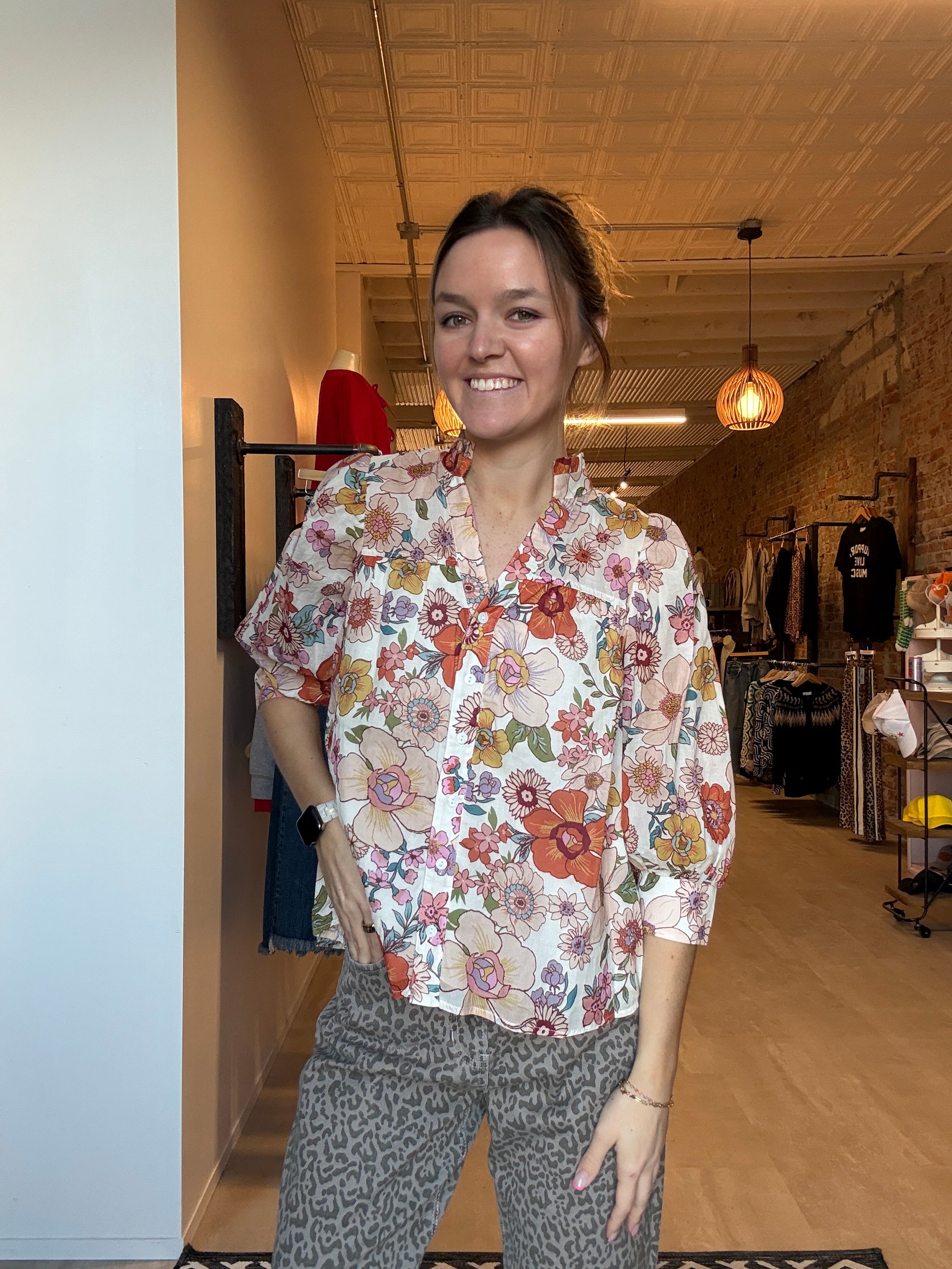 Floral Fun Blouse-Long Sleeves-fate-The Funky Zebra Ames, Women's Fashion Boutique in Ames, Iowa