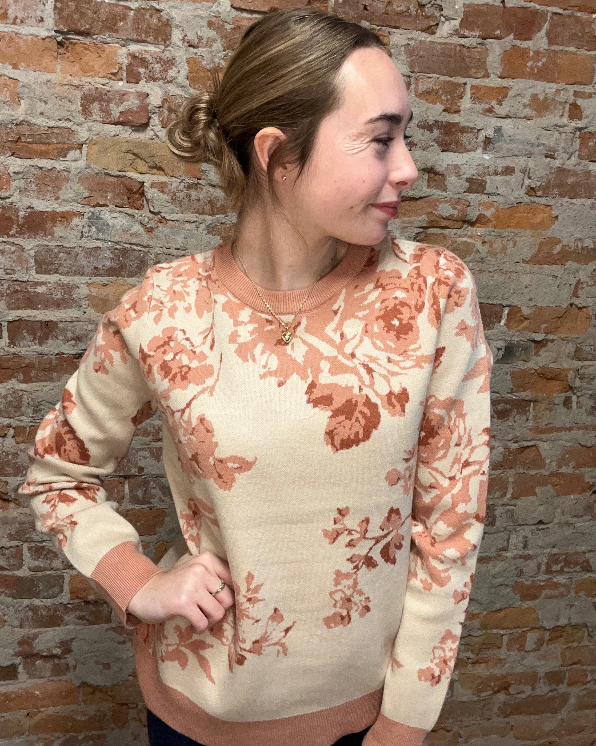 Jenni Salmon Sweater-Sweaters-Staccato-The Funky Zebra Ames, Women's Fashion Boutique in Ames, Iowa