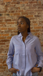 Sarah Cuffed Sleeve Shirt-Long Sleeves-Be Cool-The Funky Zebra Ames, Women's Fashion Boutique in Ames, Iowa