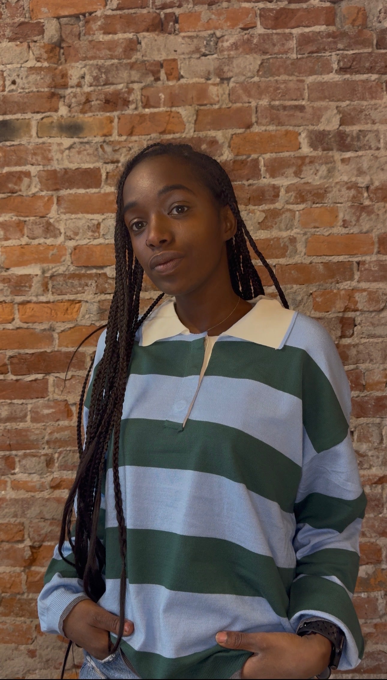 STRIPED RUGBY SWEATER-Long Sleeves-&MERCI-The Funky Zebra Ames, Women's Fashion Boutique in Ames, Iowa