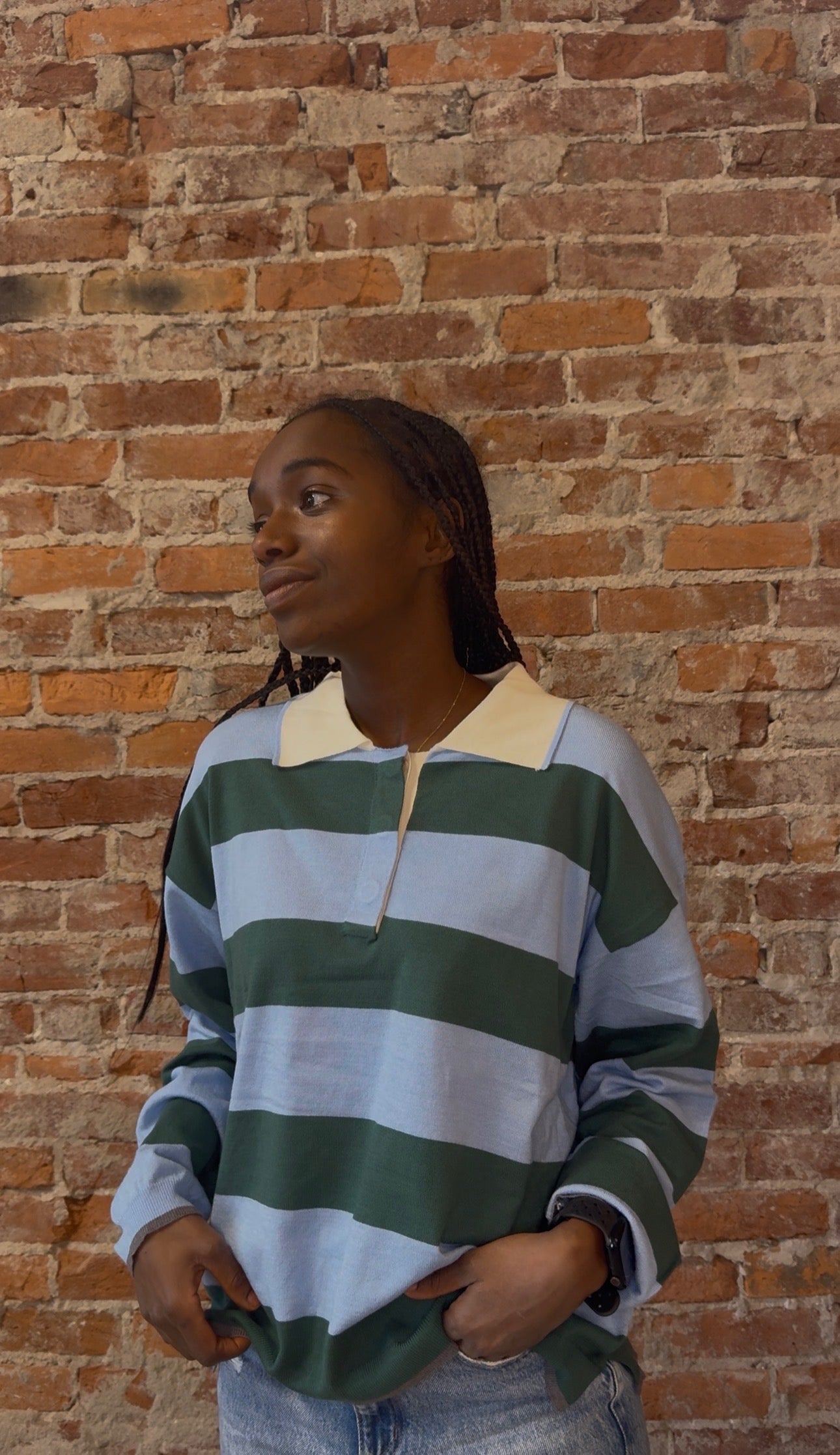 STRIPED RUGBY SWEATER-Long Sleeves-&MERCI-The Funky Zebra Ames, Women's Fashion Boutique in Ames, Iowa