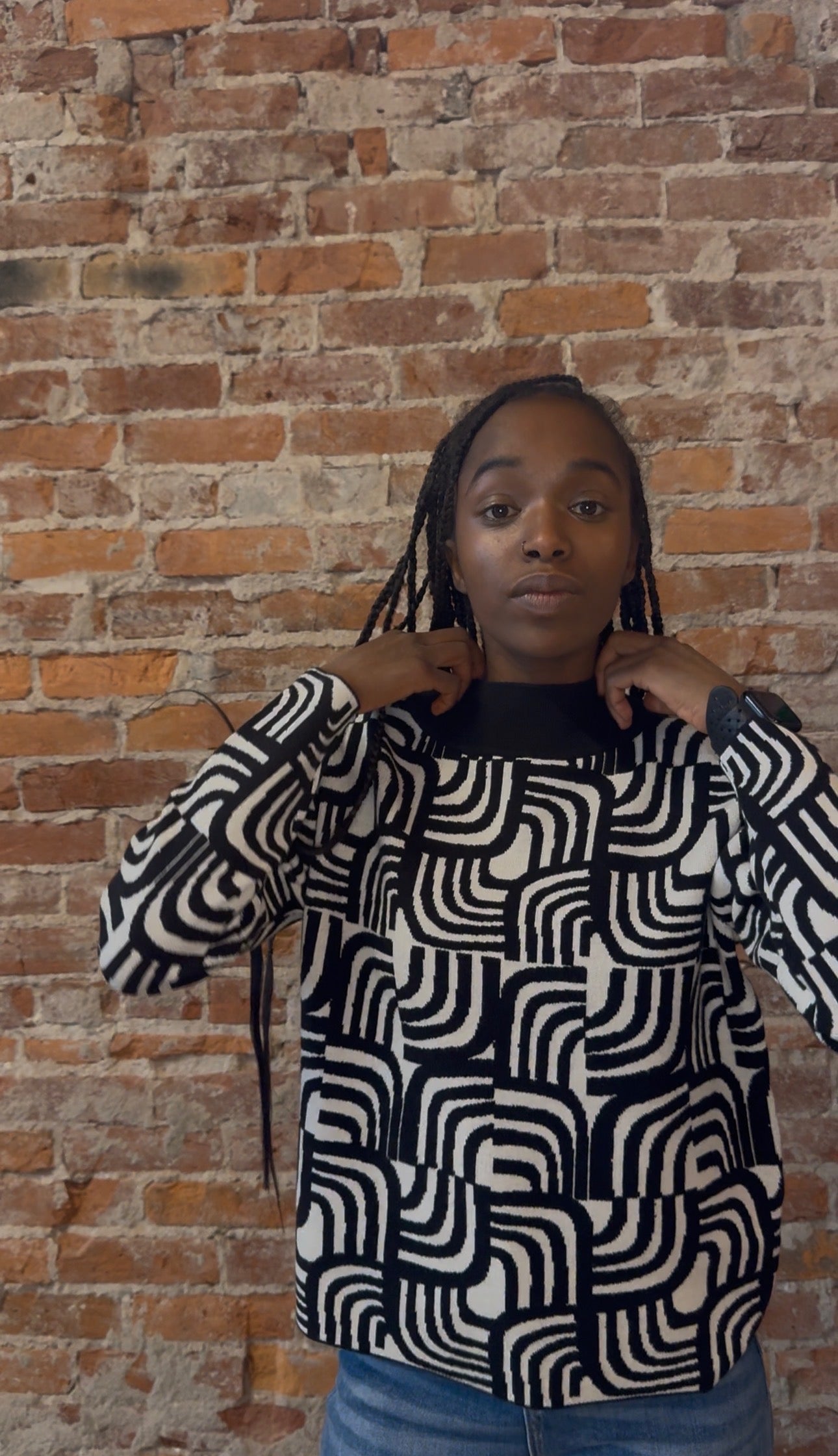 Estelle Black and White Sweater-Sweaters-APNY-The Funky Zebra Ames, Women's Fashion Boutique in Ames, Iowa