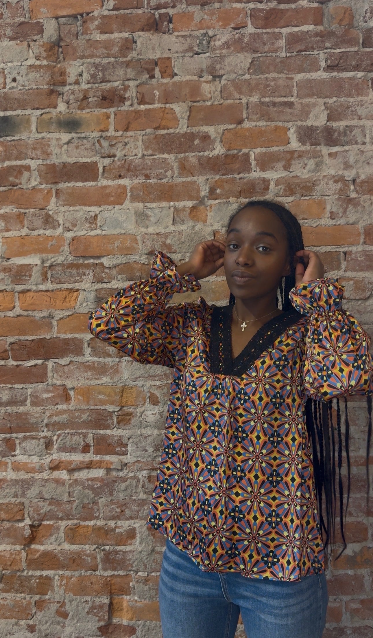 Lucy Lace Trim Blouse-Long Sleeves-The Funky Zebra Ames-The Funky Zebra Ames, Women's Fashion Boutique in Ames, Iowa