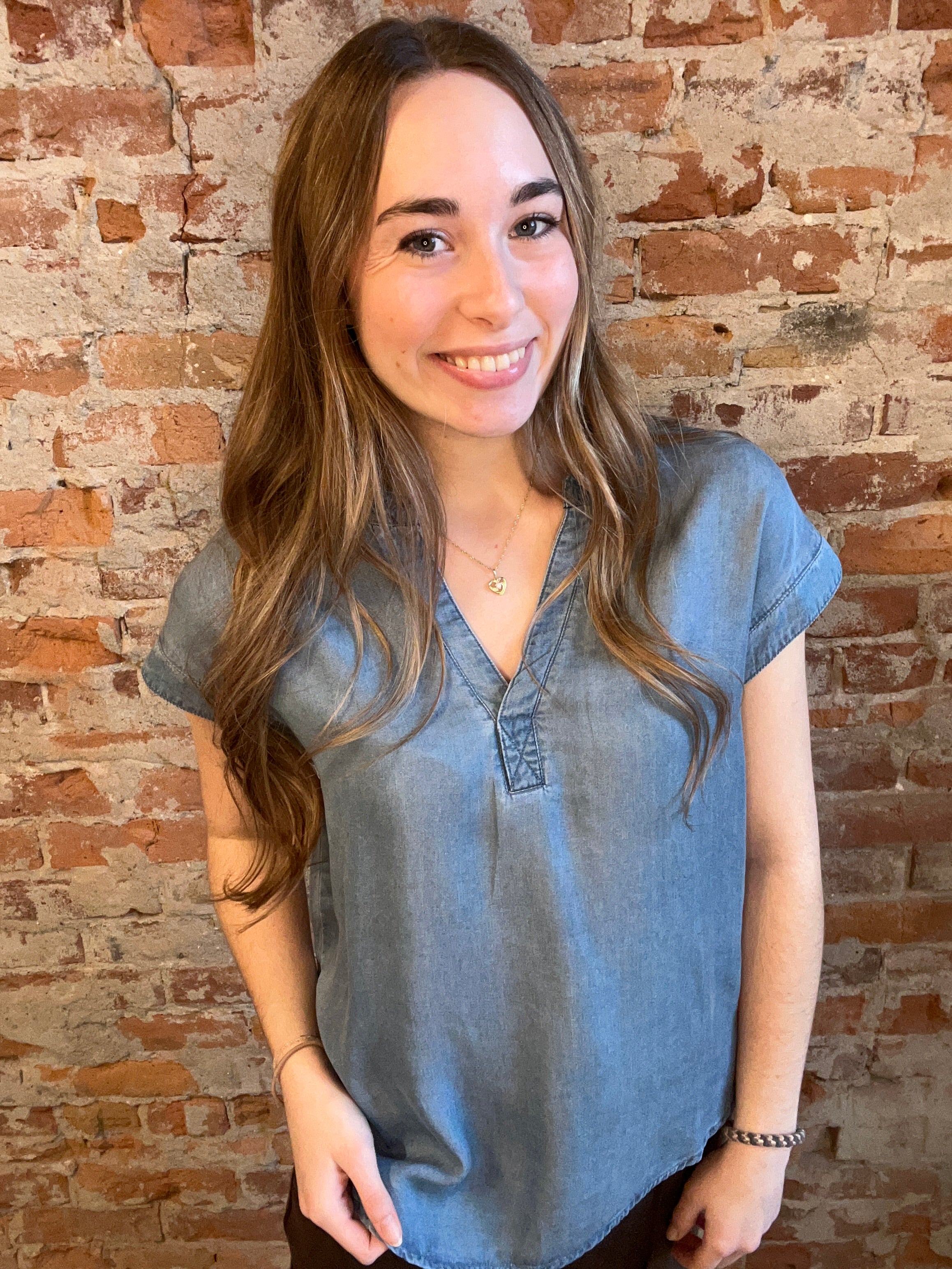 Gabrielle Top-Short Sleeves-Blu Pepper-The Funky Zebra Ames, Women's Fashion Boutique in Ames, Iowa